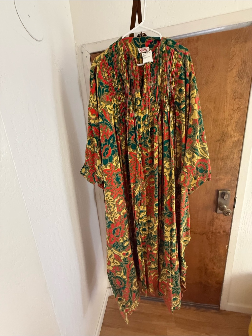 Vintage Red, Green & Yellow Floral Maxi Dress